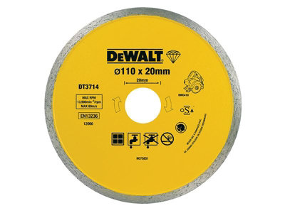 Dewalt DT3714 Diamond Tile Blade 110 x 20mm 1.6mm Ceramic Cutting DT3714-QZ