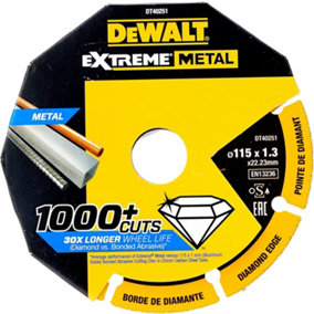 Dewalt DT40251 Extreme Metal Diamond Disc Cutting Grinding Wheel 115mm 4.5"