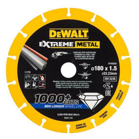 Dewalt DT40254-QZ Extreme Metal Diamond Cutting Disc 180 x 22.23 x 1.5mm
