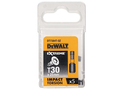 DEWALT DT7384T-QZ Impact Torsion Bits TX30 x 25mm (Pack 5) DEWDT7384TQZ