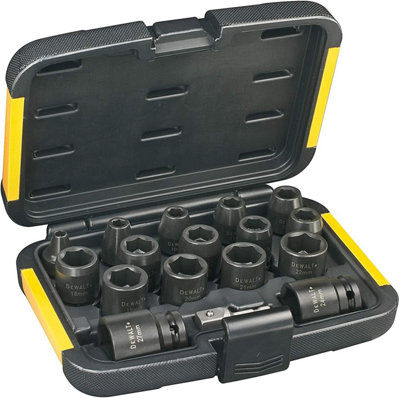 DeWalt DT7506 17 Piece Impact Rated Socket Set 1/2" Drive Black Finish 6 - 27mm