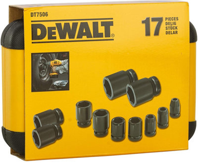 DeWalt DT7506 17 Piece Impact Rated Socket Set 1/2" Drive Black Finish 6 - 27mm - 8