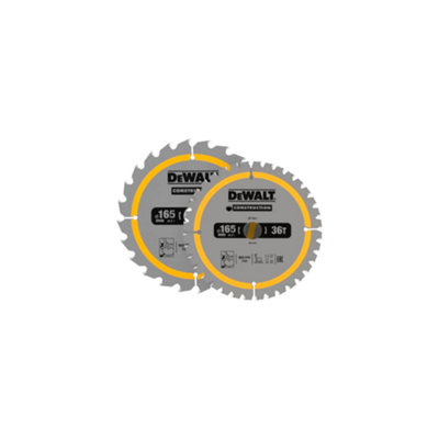 Dewalt DT90270 Construction Circular Saw Blade 2 Pack 165mm 24 + 36 Tooth DCS391