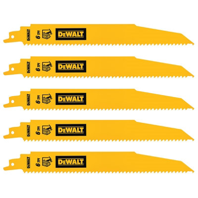 DeWalt DT90381 228mm BiM Demolition Reciprocating Sabre Saw Blades Wood 6TPI 5Pk