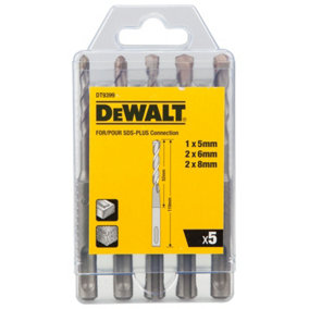 DeWalt DT9399 5 Piece SDS + SDS Plus Drill Bit Set 5mm 8mm DT9399-QZ Case