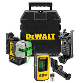 DeWalt DW089CG 3 Beam 3 Way Self Levelling Multi Line Green Laser + Detector