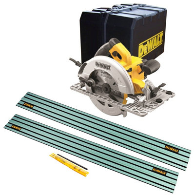 DeWalt DWE576K 110v Precision Circular Saw 190mm + 2 x 1.5m Guide Rails + Joiner