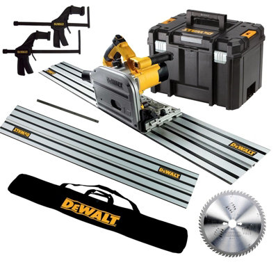 Dewalt DWS520KR 110v Plunge Saw Kit + 2x 1.5m Guide Rails + Bag + Clamps + Blade DIY at B&Q