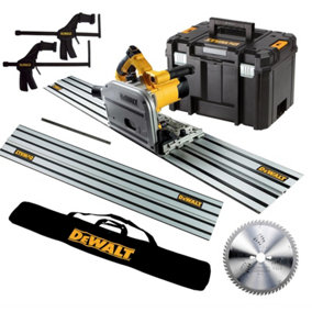 Dewalt DWS520KR 110v Plunge Saw Kit + 2x 1.5m Guide Rails + Bag + Clamps + Blade