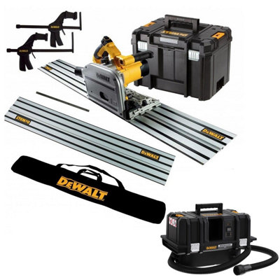 Dewalt DWS520KR 240v Plunge Saw Kit 2x 1.5m Guide Rails + Bag + Clamps + DCV586M