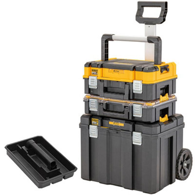 Dewalt DWST83411-1 TStak 2.0 Tower Rolling Mobile Tool Storage Boxes + Tote Tray