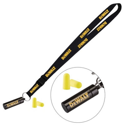 Dewalt Neck Strap Tool Lanyard Safety Card Id Badge Holder + Ear Plugs and Case