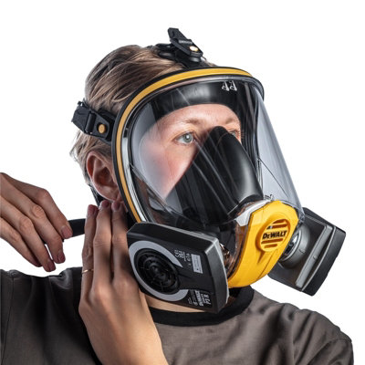 Dewalt P3 Full Face Dust Mask Respirator Large + Extra P3 Filters + Ear ...