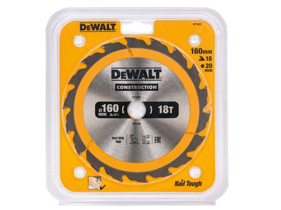 DEWALT - Portable Construction Circular Saw Blade 160 x 20mm x 18T