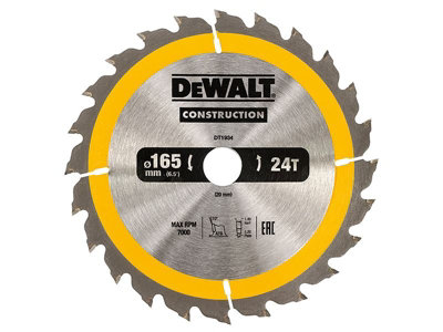 DEWALT - Portable Construction Circular Saw Blade 165 x 20mm x 24T