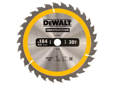 DEWALT - Portable Construction Circular Saw Blade 184 x 16mm x 30T