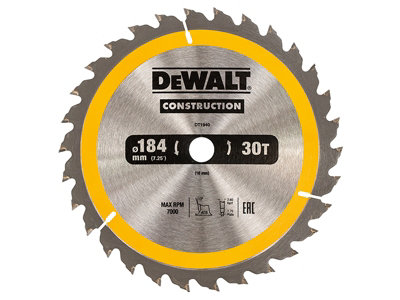 DEWALT - Portable Construction Circular Saw Blade 184 x 16mm x 30T ...