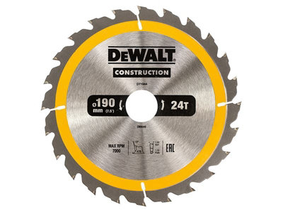 DEWALT - Portable Construction Circular Saw Blade 190 x 30mm x 24T
