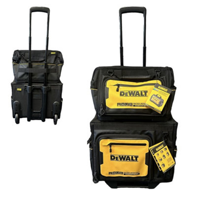 Dewalt Pro Rolling Wheeled Tool Bag Case Soft Storage Stackable + 16" Tool Bag