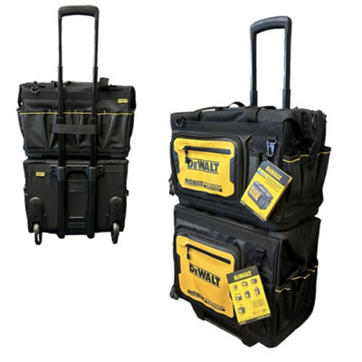 Dewalt Pro Rolling Wheeled Tool Bag Case Soft Storage Stackable + 20" Tool Bag