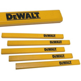 Dewalt Tradesmen HB Grade Flat Carpenters Pencils Yellow Dewalt Logo - 5 Pack
