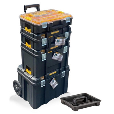 Dewalt TStak 2.0 4PC Tower Storage Boxes Shallow + Deep Box + Organiser ...