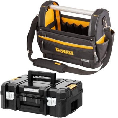 Dewalt Tstak Bottom Large Pro Open Mouth Tote Bag 18" Toolbag + Tstak 2 Case