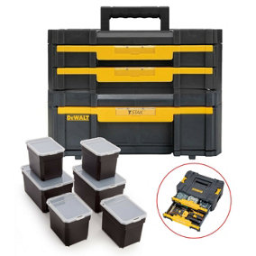 Dewalt TStak Twin Pack IV + III Tool Storage Box + 2 Shallow Drawers + Deep Draw