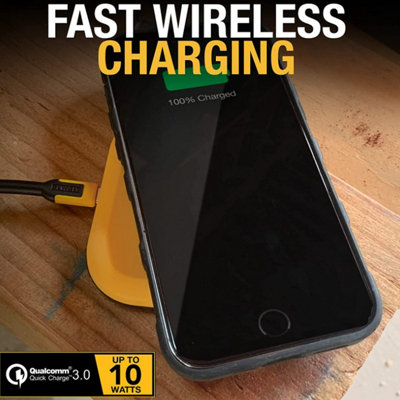 Dewalt Wireless QI Fast Charging Phone Charger Pad with Kevlar Type C USB Cable - 6