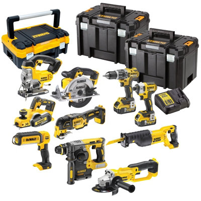 Dewalt XR 18v 10 Piece Brushless Set + 4 x 5.0Ah Li-Ion Batteries Charger Tstak