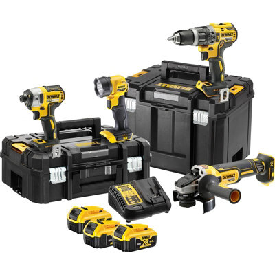 Dewalt XR Cordless 4pc 18v Brushless Combi Drill Impact Driver Grinder Torch Kit