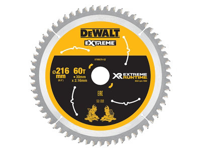 DEWALT XR FlexVolt Circular Saw Blade 216 x 30mm x 60T DIY at B&Q