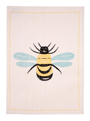 Dexam Bees Knees Set Of 2 Tea Towels, Yellow