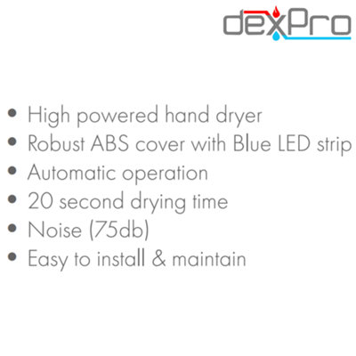 Dexpro Automatic Hand Dryer 1.8kW - White
