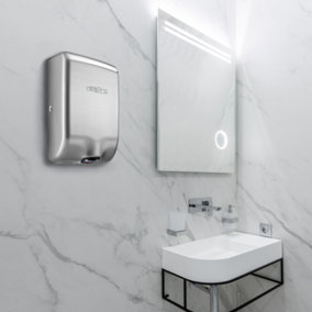 Dexpro Feisty Compact Hand Dryer: 1kW Silver - Stainless Steel