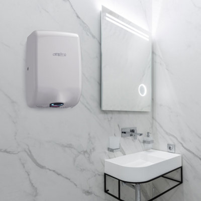 Dexpro Feisty Compact Hand Dryer: 1kW White - Stainless Steel