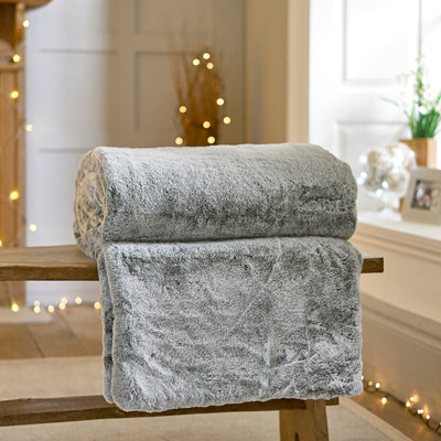 Deyongs Alaska Faux Fur Throw 130x160cm Silver DIY at B Q