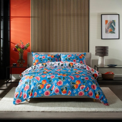 Deyongs Citrus Fruits Printed 200 Thread Count Cotton Rich Reversible Duvet Cover Set