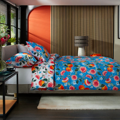 Deyongs Citrus Fruits Printed 200 Thread Count Cotton Rich Reversible Duvet Cover Set