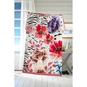 Deyongs Floral Whisper Printed Velour 90x180cm Cotton Beach Towel