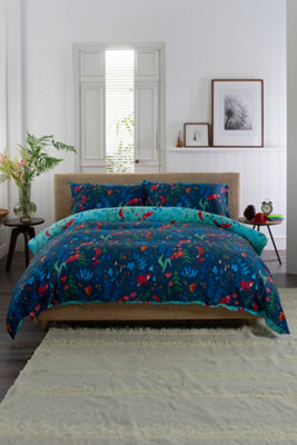 Deyongs Fox and Floral 200 Thread Count Cotton Rich Reversible Duvet Cover Set