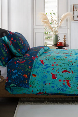 Deyongs Fox and Floral 200 Thread Count Cotton Rich Reversible Duvet Cover Set