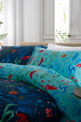 Deyongs Fox and Floral 200 Thread Count Cotton Rich Reversible Duvet Cover Set