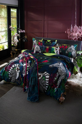 Deyongs Luxurious Under the Neon Moon 100% Cotton Duvet Cover Set with Digitally Printed Design Piped Finish and 200 Thread Count