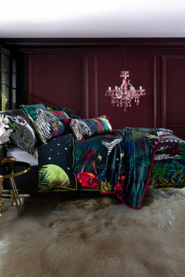 Deyongs Luxurious Under the Neon Moon 100% Cotton Duvet Cover Set with Digitally Printed Design Piped Finish and 200 Thread Count