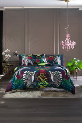 Deyongs Luxurious Under the Neon Moon 100% Cotton Duvet Cover Set with Digitally Printed Design Piped Finish and 200 Thread Count