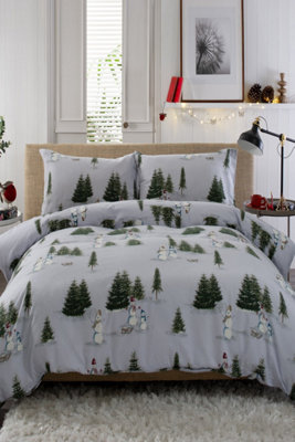 Deyongs Snowman 100% Cotton Brushed Duvet Cover Set