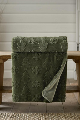 Forest green faux fur throw store