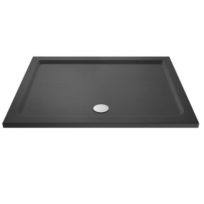 Dezine 1300 x 800mm Slate Grey Rectangular Shower Tray, Side