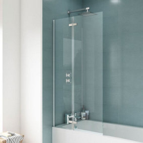Dezine 5mm Straight Shower Bath Screen, Central Hinge